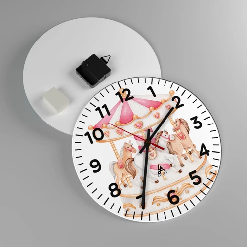 Wall clock - Clock on glass - Sweet World of Childhood - 30x30 cm