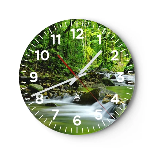 Wall clock - Clock on glass - Swimming in the Sea of Green - 30x30 cm