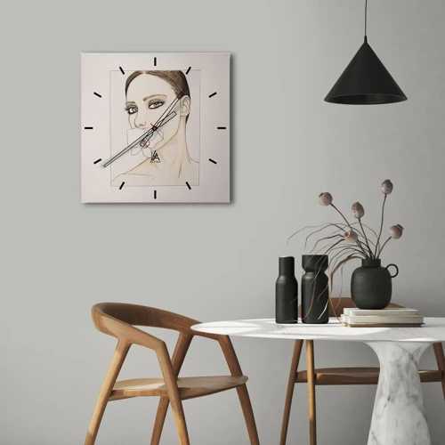 Wall clock - Clock on glass - Symbol of Elegance and Beauty - 40x40 cm