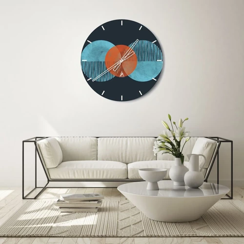 Wall clock - Clock on glass - Symmetrical Composition - 30x30 cm