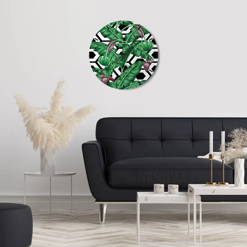 Wall clock - Clock on glass - Symmetrical Composition of Nature - 30x30 cm