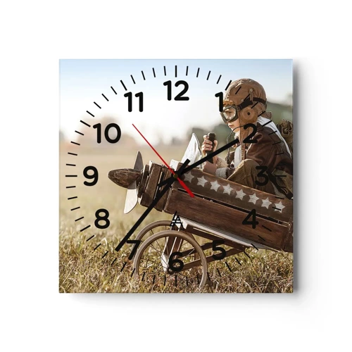 Wall clock - Clock on glass - Take off for a Dream - 30x30 cm