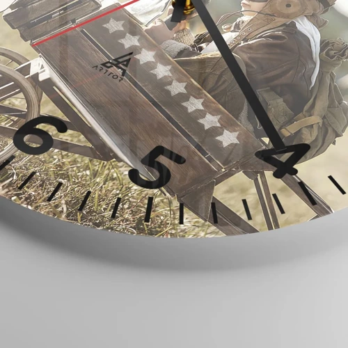 Wall clock - Clock on glass - Take off for a Dream - 40x40 cm