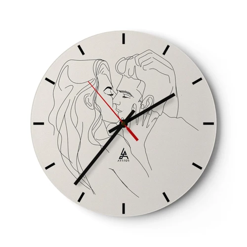 Wall clock - Clock on glass - Tangled up by a Feeling - 30x30 cm