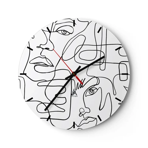 Wall clock - Clock on glass - Tangled up in Emotions - 30x30 cm