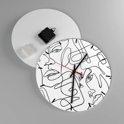 Wall clock - Clock on glass - Tangled up in Emotions - 30x30 cm