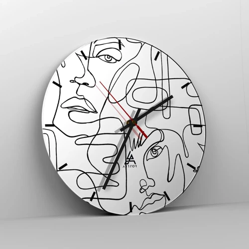 Wall clock - Clock on glass - Tangled up in Emotions - 30x30 cm