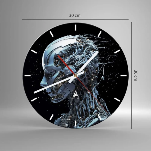 Wall clock - Clock on glass - Technology Is a Woman - 30x30 cm