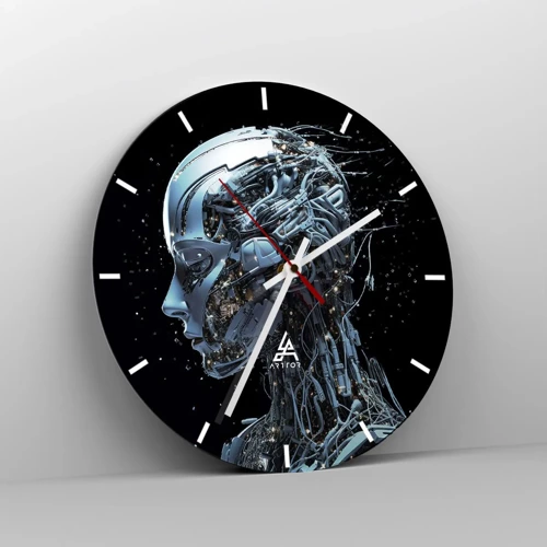 Wall clock - Clock on glass - Technology Is a Woman - 30x30 cm