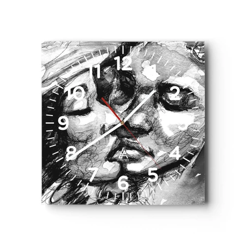 Wall clock - Clock on glass - Tender Moment - 40x40 cm