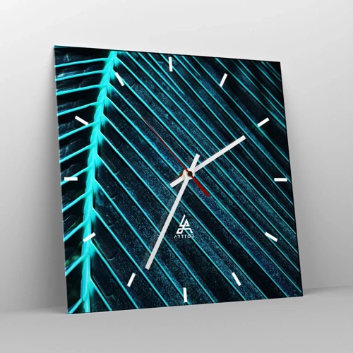 Wall clock - Clock on glass - Texture of Green - 40x40 cm