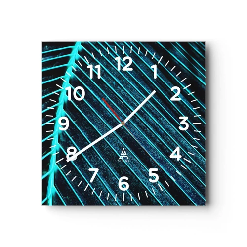 Wall clock - Clock on glass - Texture of Green - 40x40 cm