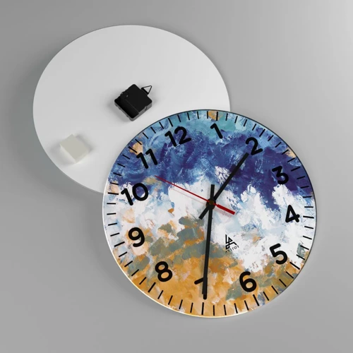 Wall clock - Clock on glass - The Dance of Elements - 40x40 cm