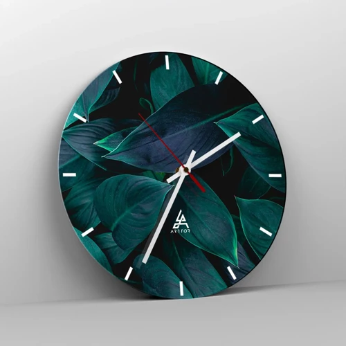 Wall clock - Clock on glass - The Green Itself - 30x30 cm