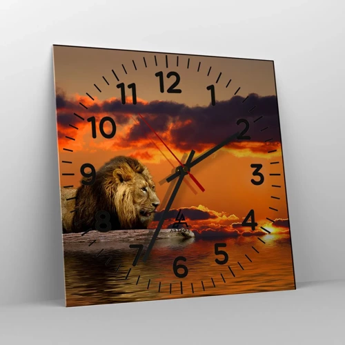 Wall clock - Clock on glass - The King of Nature - 40x40 cm