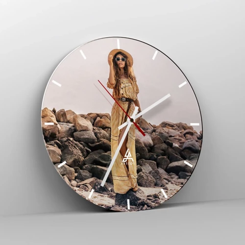 Wall clock - Clock on glass - The Magic of Stones - 30x30 cm