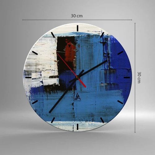 Wall clock - Clock on glass - The Secret of Blue - 30x30 cm