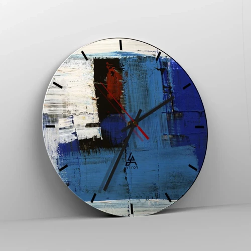 Wall clock - Clock on glass - The Secret of Blue - 30x30 cm