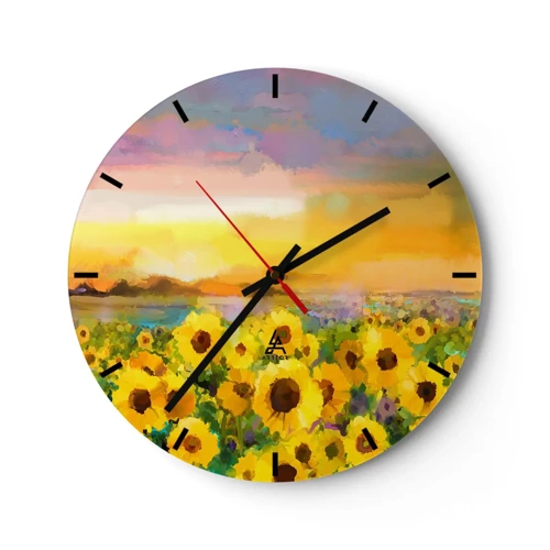 Wall clock - Clock on glass - The Sun Itself Has Come to Earth - 30x30 cm