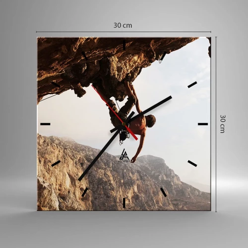 Wall clock - Clock on glass - The Whole World on a Sharp Cliff - 30x30 cm