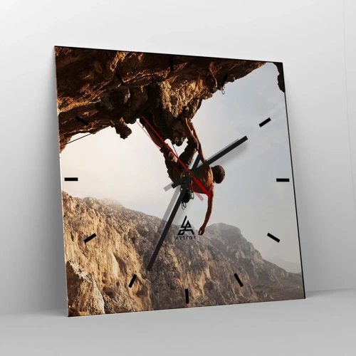 Wall clock - Clock on glass - The Whole World on a Sharp Cliff - 30x30 cm