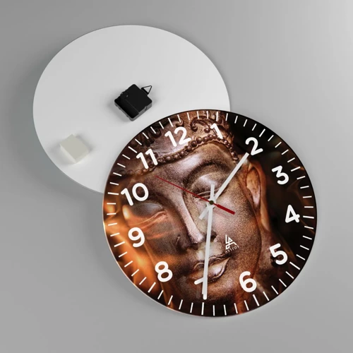 Wall clock - Clock on glass - There Is Only Now and Here - 40x40 cm