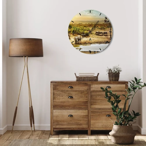 Wall clock - Clock on glass - There Is a River that Flows from Eden - 30x30 cm