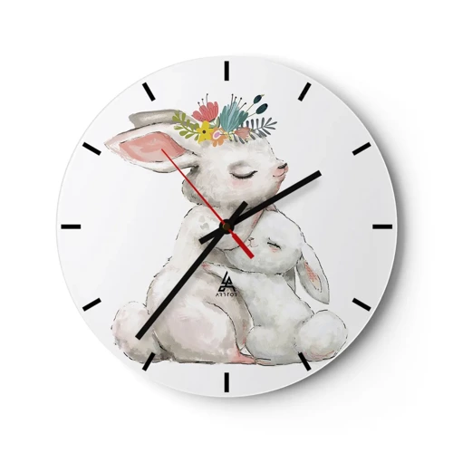 Wall clock - Clock on glass - There's No Place Like at Mum's - 30x30 cm