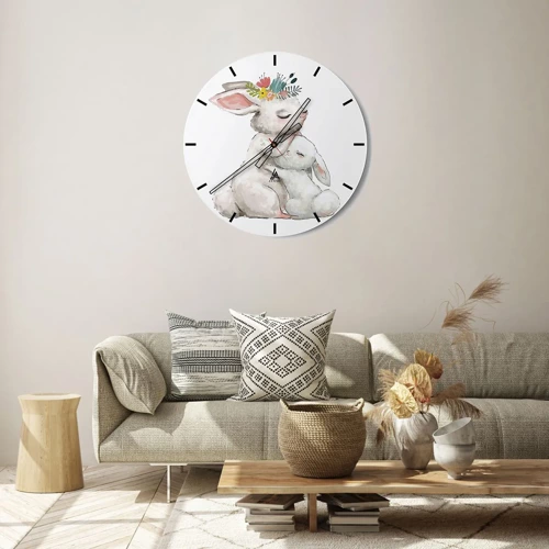 Wall clock - Clock on glass - There's No Place Like at Mum's - 30x30 cm