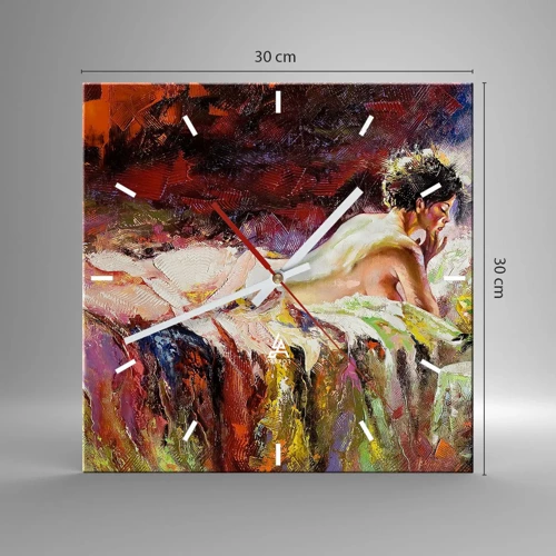 Wall clock - Clock on glass - Thoughtful Venus - 30x30 cm