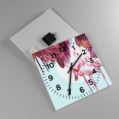 Wall clock - Clock on glass - Three Bird Graces - 30x30 cm