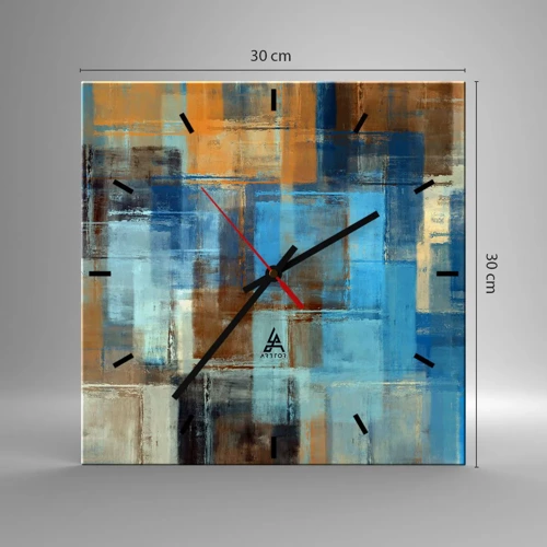 Wall clock - Clock on glass - Through Blue Curtain - 30x30 cm