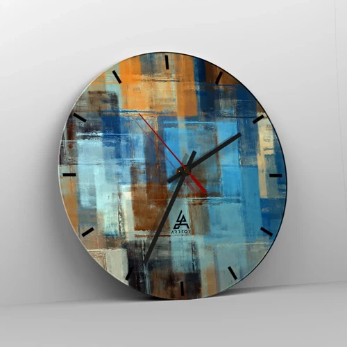 Wall clock - Clock on glass - Through Blue Curtain - 30x30 cm