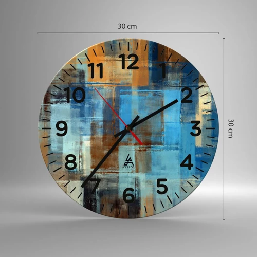 Wall clock - Clock on glass - Through Blue Curtain - 30x30 cm