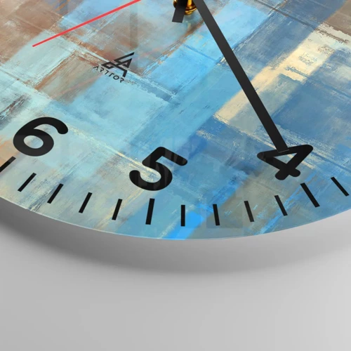 Wall clock - Clock on glass - Through Blue Curtain - 40x40 cm