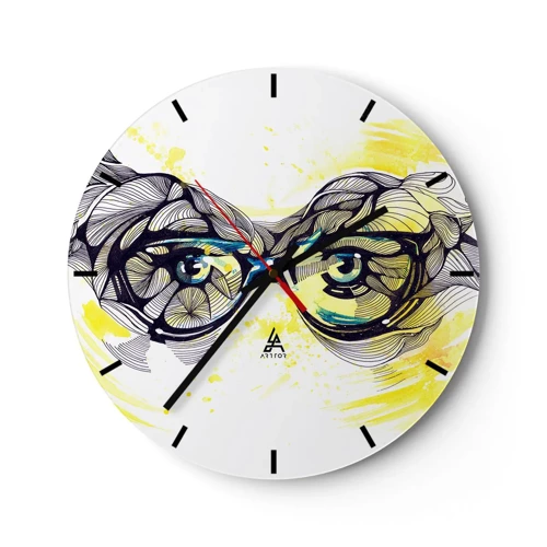 Wall clock - Clock on glass - Through Blue Glasses - 30x30 cm