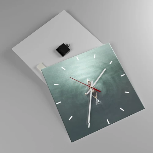 Wall clock - Clock on glass - Through Moon Lake - 40x40 cm