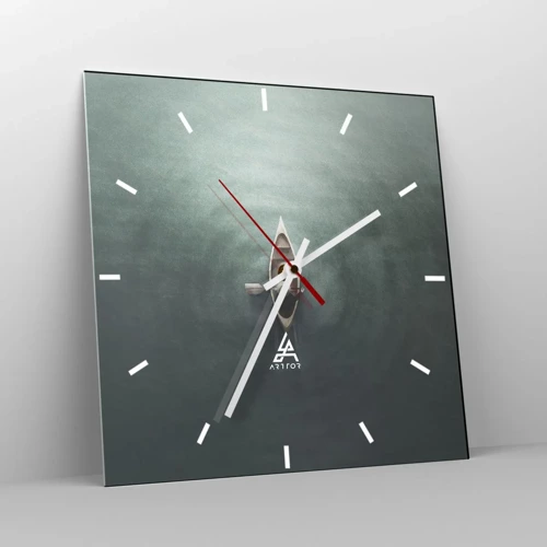 Wall clock - Clock on glass - Through Moon Lake - 40x40 cm