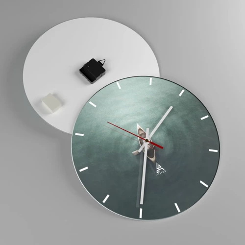 Wall clock - Clock on glass - Through Moon Lake - 40x40 cm