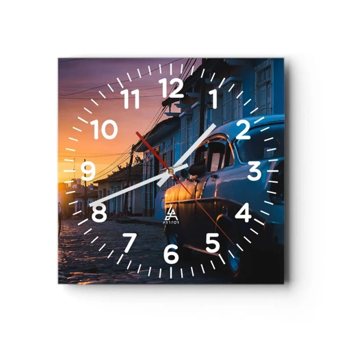 Wall clock - Clock on glass - Time Slows Down Here - 30x30 cm