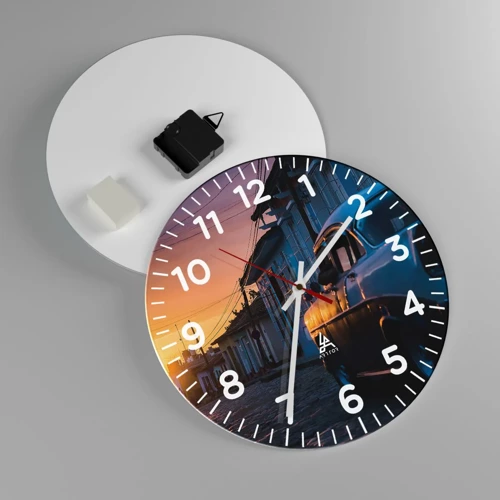 Wall clock - Clock on glass - Time Slows Down Here - 30x30 cm