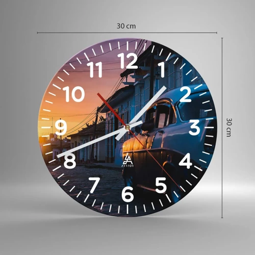 Wall clock - Clock on glass - Time Slows Down Here - 30x30 cm