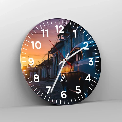 Wall clock - Clock on glass - Time Slows Down Here - 30x30 cm