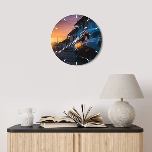 Wall clock - Clock on glass - Time Slows Down Here - 30x30 cm