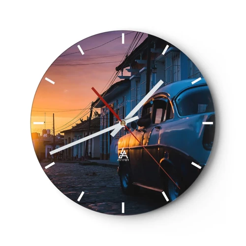 Wall clock - Clock on glass - Time Slows Down Here - 40x40 cm