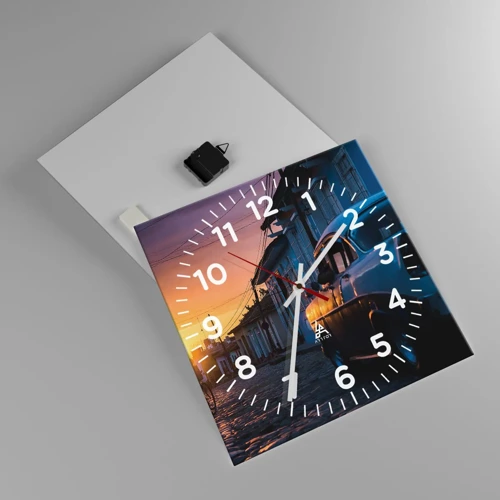 Wall clock - Clock on glass - Time Slows Down Here - 40x40 cm