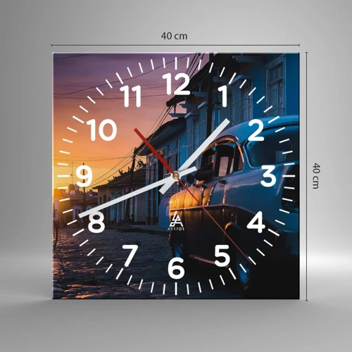 Wall clock - Clock on glass - Time Slows Down Here - 40x40 cm