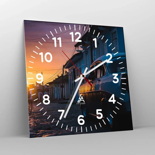 Wall clock - Clock on glass - Time Slows Down Here - 40x40 cm