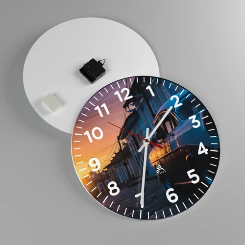 Wall clock - Clock on glass - Time Slows Down Here - 40x40 cm