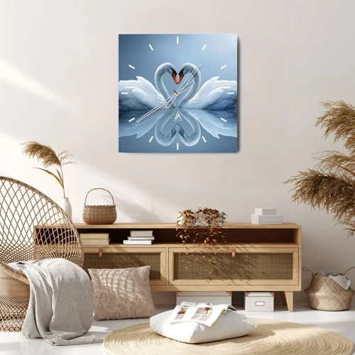 Wall clock - Clock on glass - Time for Love - 30x30 cm